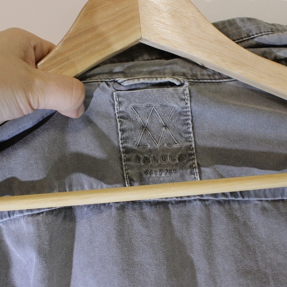 TALULA Aritzia Utility Jacket Light 100% Cotton Distressed Grey Oversized XXS - Picture 8 of 11